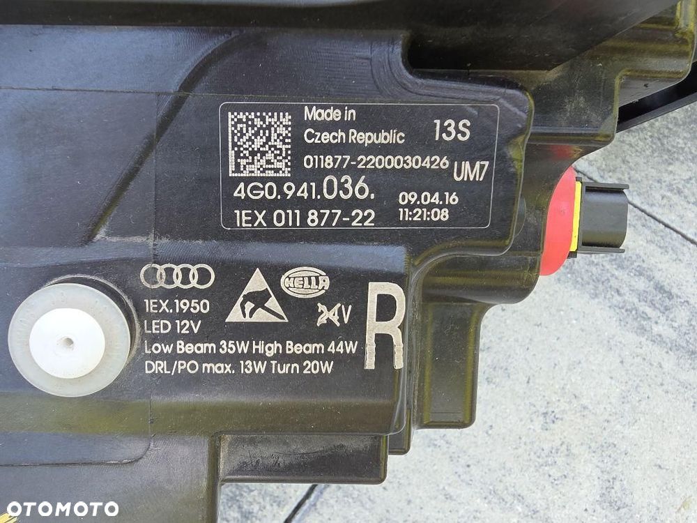 AUDI A6 S6 C7 4G0 4G LIFT Lampa prawa przód Full Led Matrix 4G0941036 2016 - 9