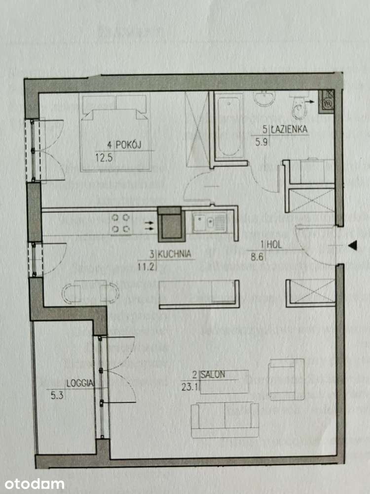 Na wynajem duże 62m2 2 pokojowe mieszkanie Rydygiera