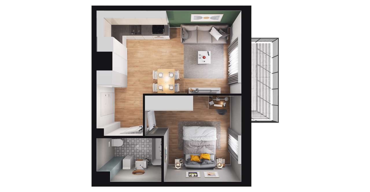 2-pokojowe mieszkanie 36m2 + balkon Bez Prowizji
