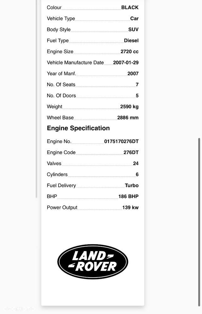 Silnik KOMPL euro4 Land Rover Discovery 3 Range sport 276DT film video 95 tys - 16