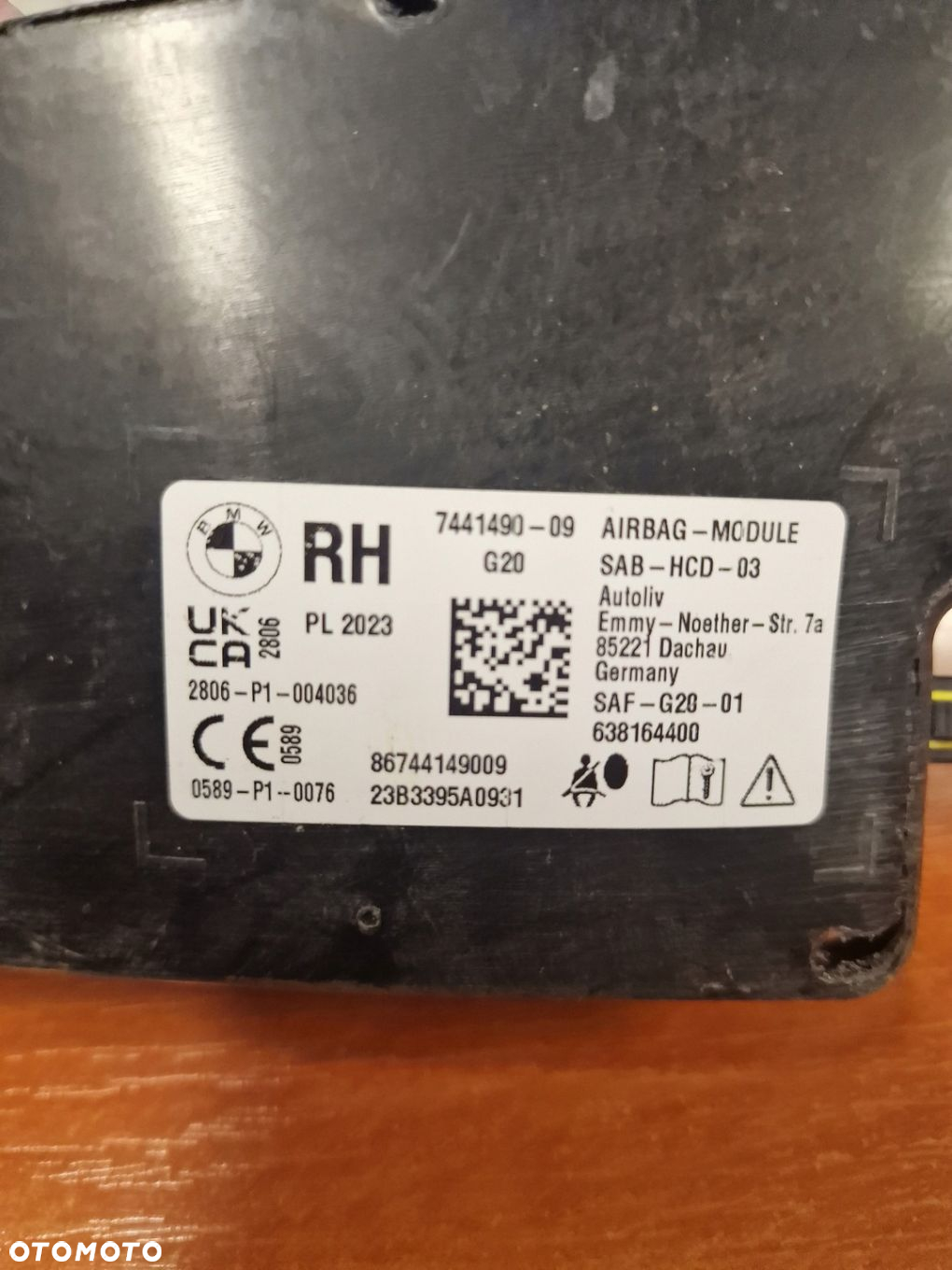 PODUSZKA FOTELA AIRBAG LEWA 7441489 LUB PRAWA 7441490 BMW G26 G20 - 3