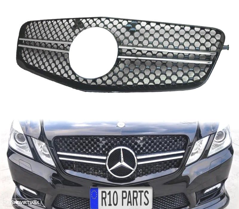 GRELHA FRONTAL MERCEDES CLASSE E W212 09-13 LOOK AMG CROMADO PRETO - 1