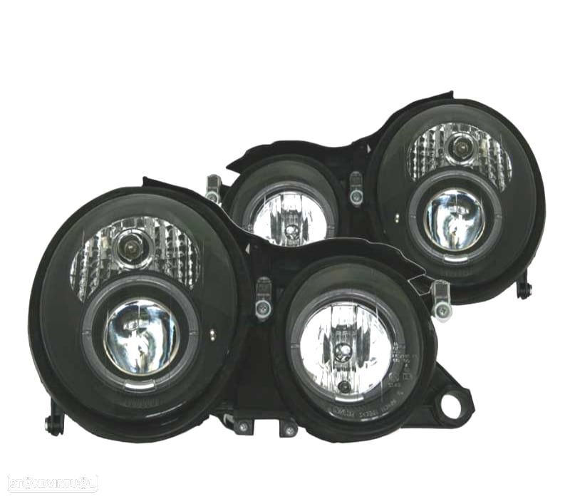 FARÓIS FRONTAIS ANGEL EYES MERCEDES CLK W208. FUNDO PRETO - 2