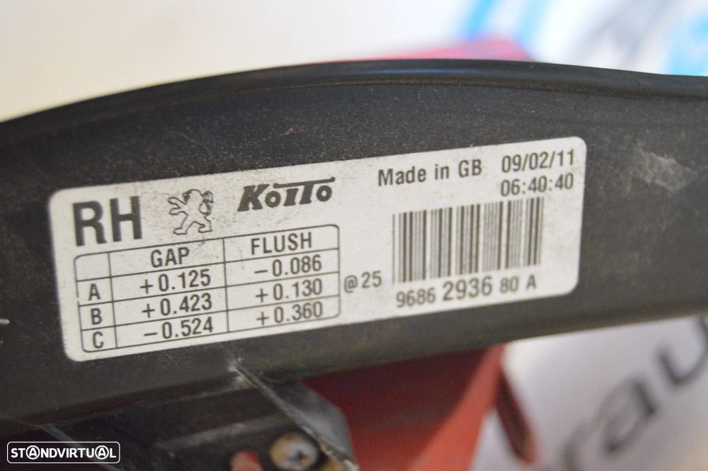 FAROLIM FAROLINS TRASEIRO TRÁS DIREITO ORIGINAL 9686293680A 9686293680 PEUGEOT 508 I 1 MK1 8D 2.0 HDI 163CV RH01 - 9