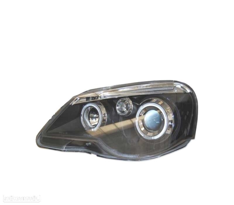 FARÓIS ANGEL EYES VOLKSWAGEN VW POLO 05-09 FUNDO PRETO - 1