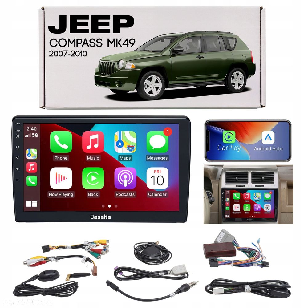 jeep compass i mk49 2007-2010 nawigacja 10,2 android 13 6gb / 64gb - 1