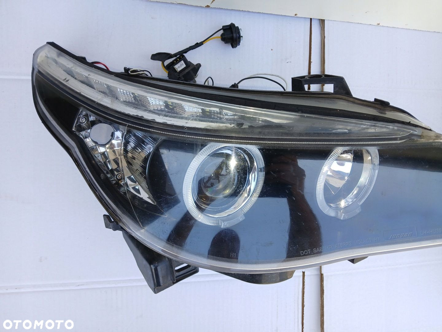 BMW 5 E60 E61 BLACK ANGEL EYE lampa lewa prawa przód Europa LH-HU359 - 6