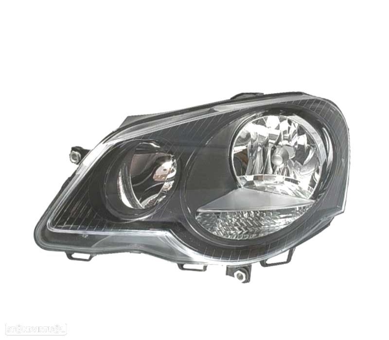 FARÓIS FRONTAIS PARA VOLKSWAGEN VW POLO 9N3,05-09 FUNDO PRETO - 2