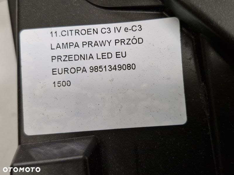citroen c3 iv e-c3 lampa prawy przód prawa przednia reflektor led eu 9851349080 - 7