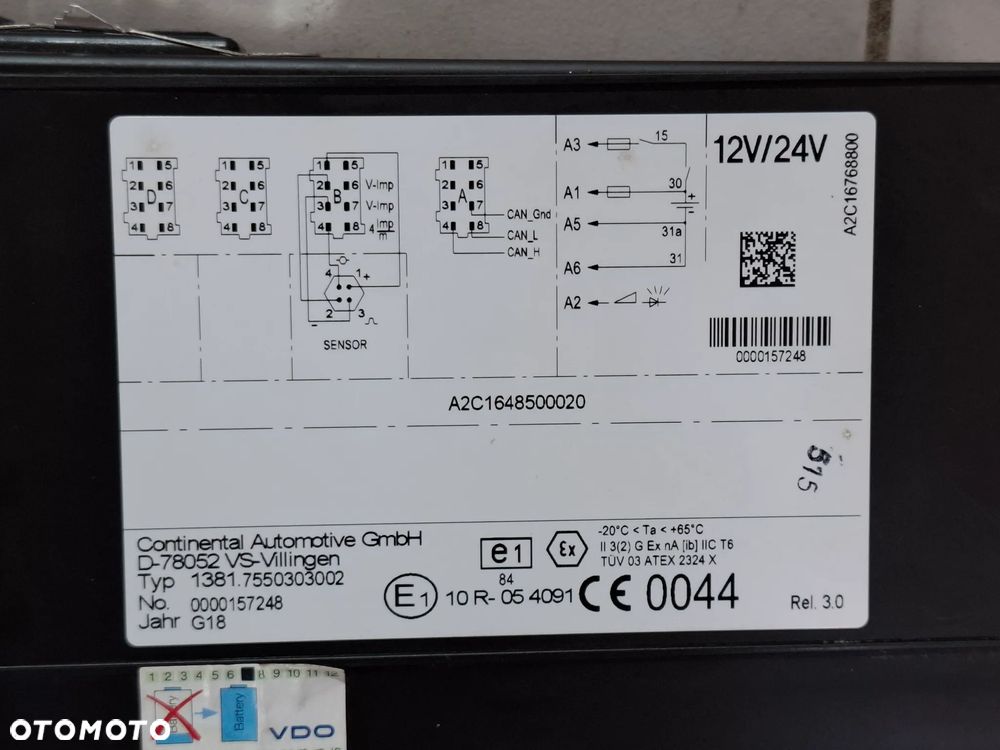 Tachograf firmy VDO IVECO 2018 rok nr 13817550303002 - 2