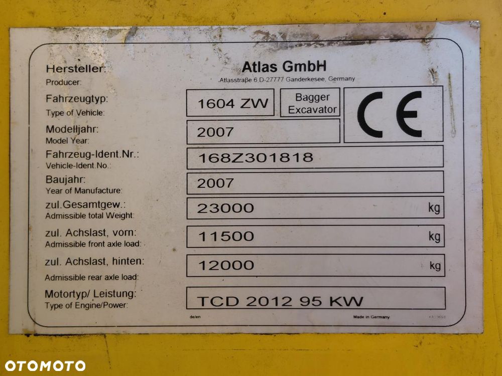 Atlas Koparka dwudrogowa ATLAS 1604 ZW - 35