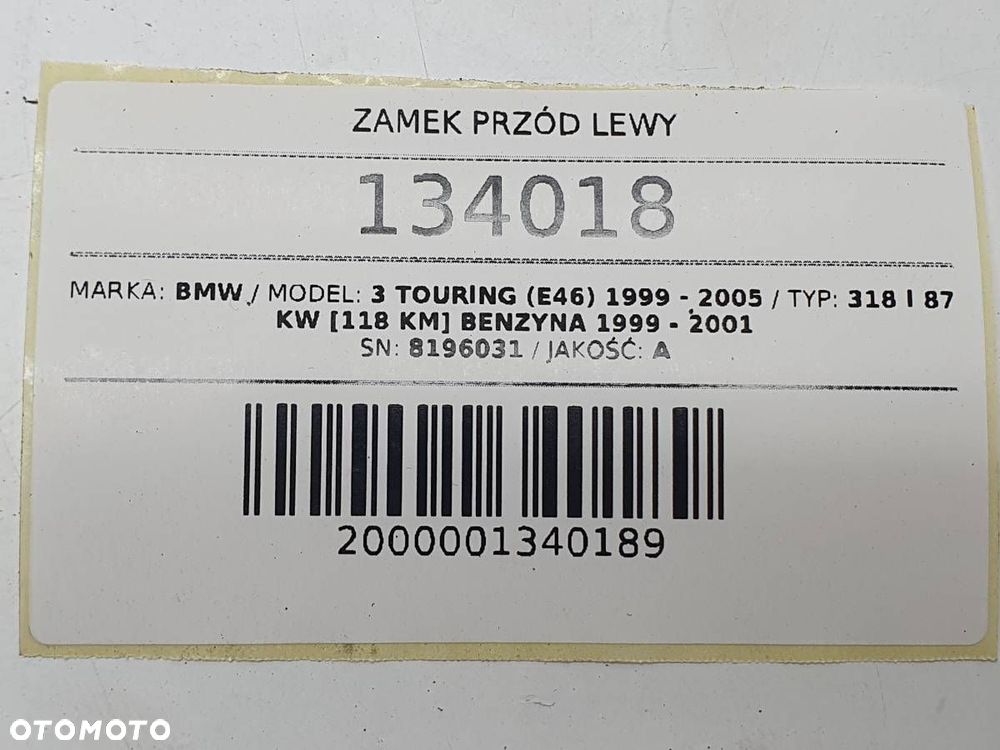 ZAMEK PRZÓD LEWY BMW 3 E46 8196031 EUROPA - 7