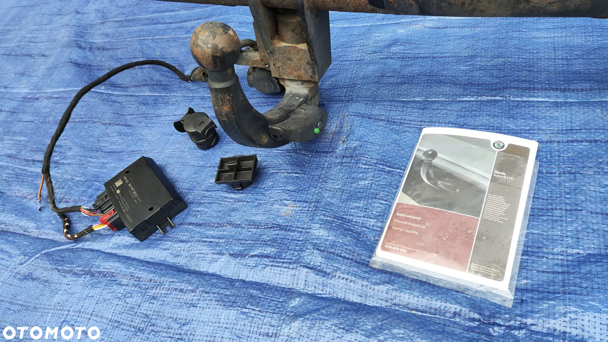 HAK HOLOWNICZY WYPINANY KOMPLETNY MODUŁ WIĄZKA ADAPTER ZAŚLEPKA ORYGINAŁ SKODA SUPERB II 2 SEDAN - 3