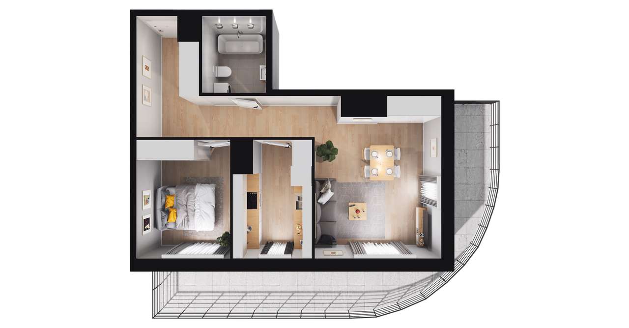 2-pokojowe mieszkanie 52m2 + loggia Bezpośrednio