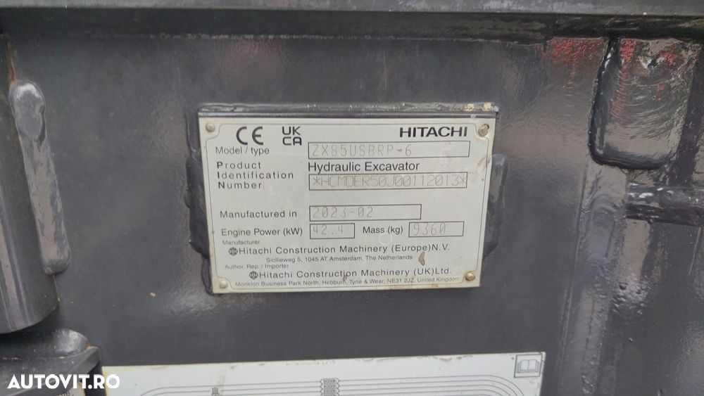 Hitachi ZX85, 2023, 2.314h, MASA OPERATIONALA 9,3tone, senile cauciuc pad, CUPLA RAPIDA HIDRAULICA si 3 cupe NOI, latime 2,2m, ad sapare 5m, inst picon pe brate, Aer cond, camera spate, posibil leasing 4 ani, CA NOU-PROMOTIE 63900 EUR+tva - 32
