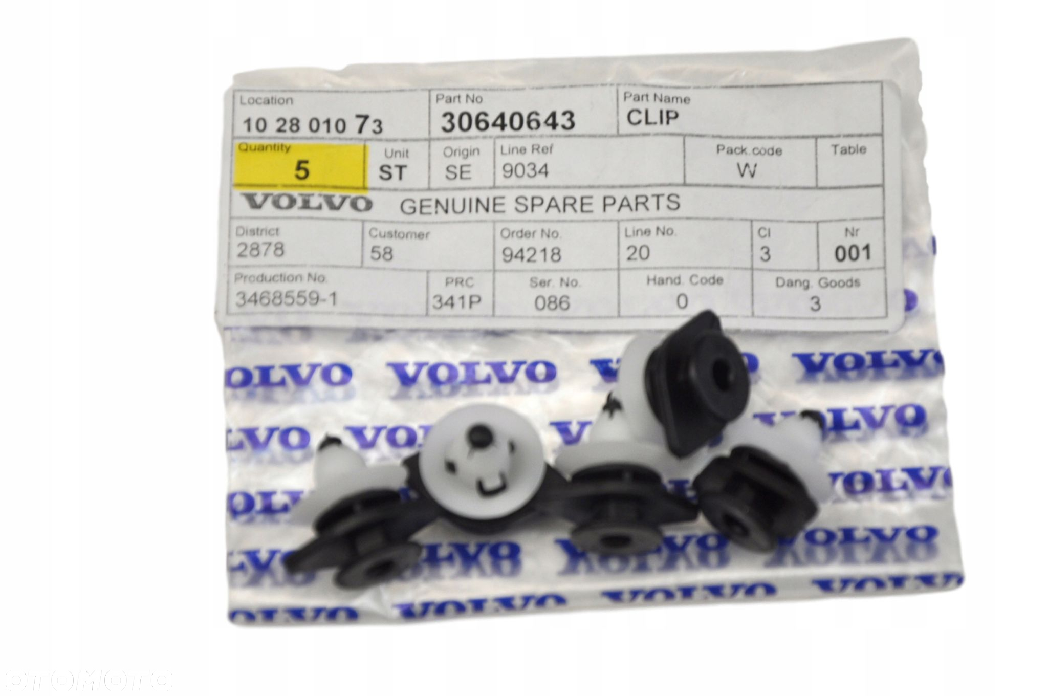 VOLVO S60 V60 spinka zewn listwy progowej OE 30640643 - 2