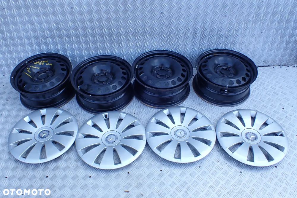FELGI STALOWE MERCEDES 5X112 6,5X16 ET 49 A2464000102 CZUJNIKI KOŁPAKI - 1
