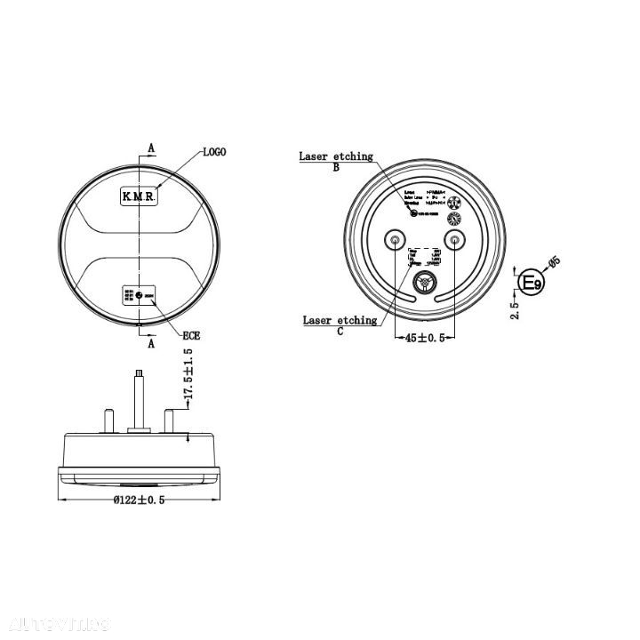 Lampa stop dubla, rotunda, LED, functii multiple - 8