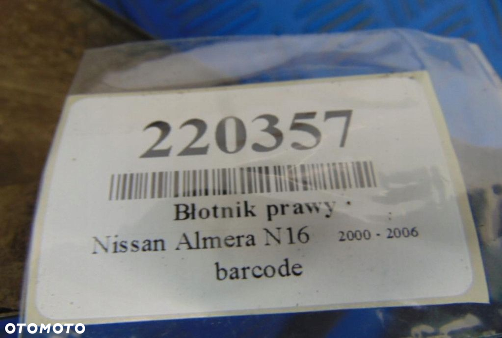 NISSAN ALMERA N16 BŁOTNIK PRAWY STAN WIDOCZNY NA ZDJĘCIU - 7