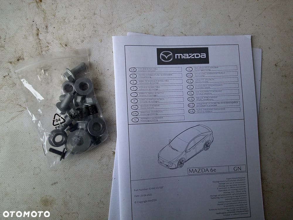 nowy oryginał hak holowniczy mazda 6 gn 6e 24r- - 6