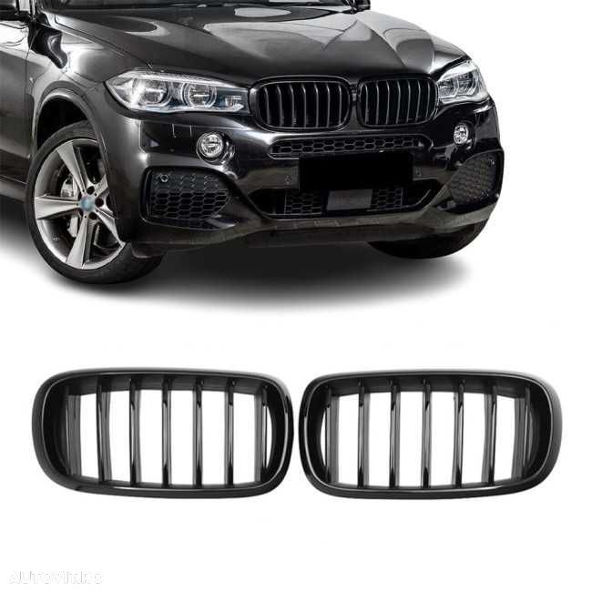 Grile Bara Fata Nari Simple BMW X5 F15 X6 F16, Negru Lucios - 1