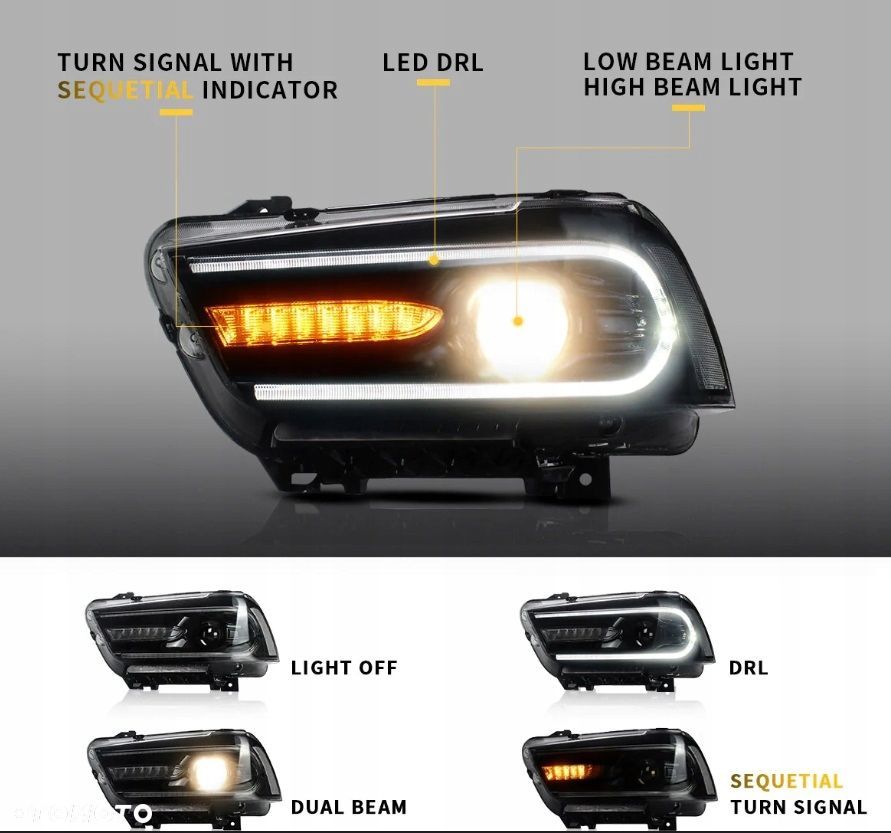 Reflektor Lampa kpl Vland Dayline LED Neon Tuning Dodge Charger Lift 2011- - 4