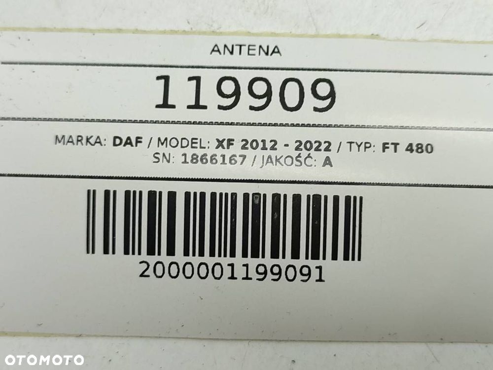 ANTENA RADIOWA RADIA DAF XF 106 CF 2021 1866167 - 4