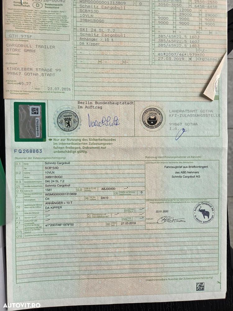 Schmitz Cargobull SCB 26mc, 2020, jante ALUMINIU, scena vizitare, prelata, axa liftabila, rulata doar in GERMANIA, anv 70% ok, masa propie 6,4tone, lung 8,8m, posibilitate leasing 4 ani-PROMOTIE 21.900 EUR+Tva - 36