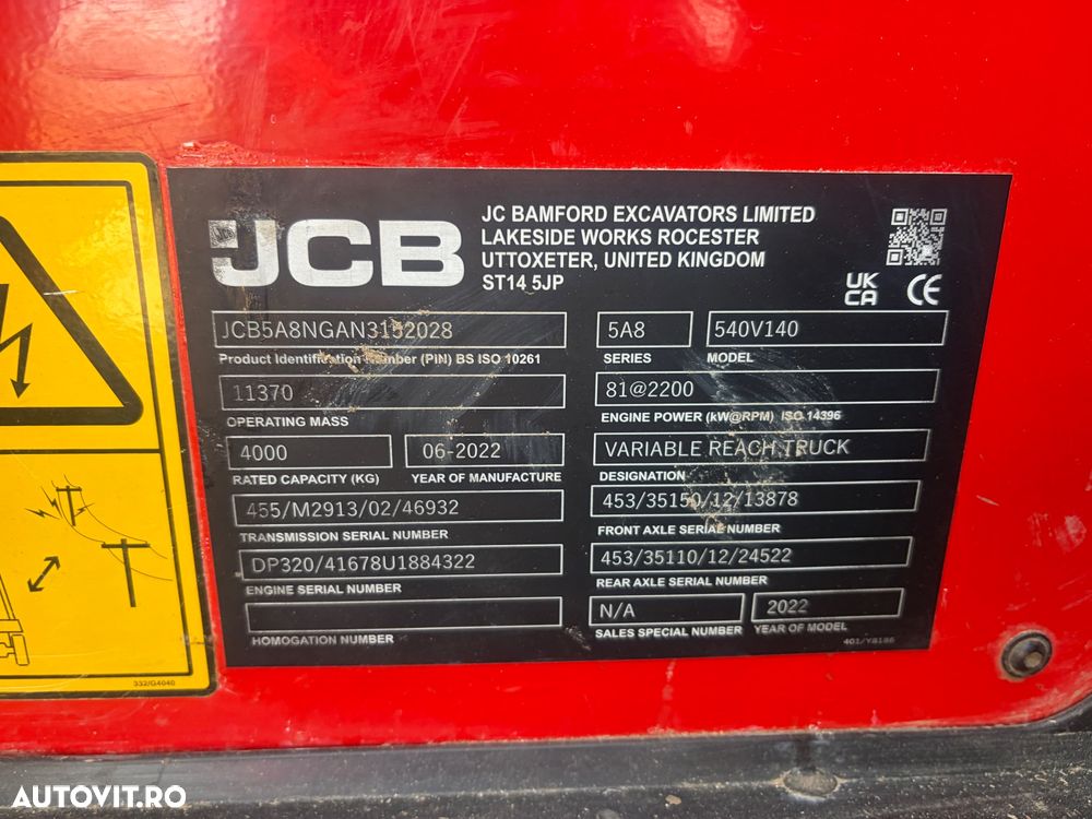 JCB 540-140 (nu Manitou) an 2022, 209 ore de lucru originale - 9