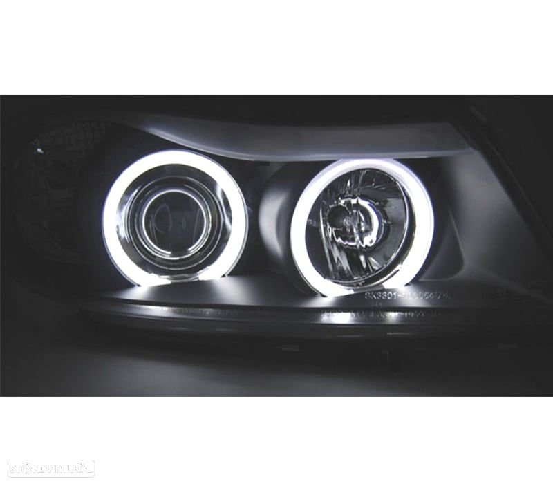 FARÓIS ANGEL EYES CCFL BMW E90 4P 05-08 FUNDO PRETO - 3
