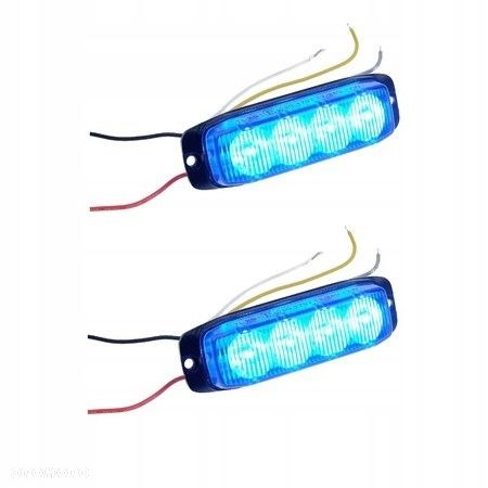 LAMPA 4 LED OSTRZEGAWCZA NIEBIESKA STROBO 2SZT. - 4