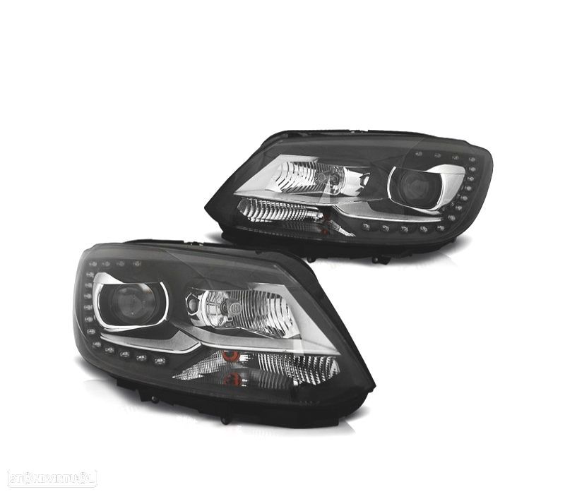FAROIS FRONTAIS VOLKSWAGEN VW TOURAN 11-15 LUZ DIURNA FUNDO PRETO - 1