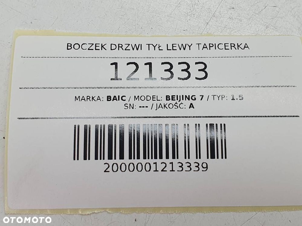 BOCZEK DRZWI TYŁ LEWY TAPICERKA BAIC BEIJIBG 7 X75 CZARNY 2024 - 13