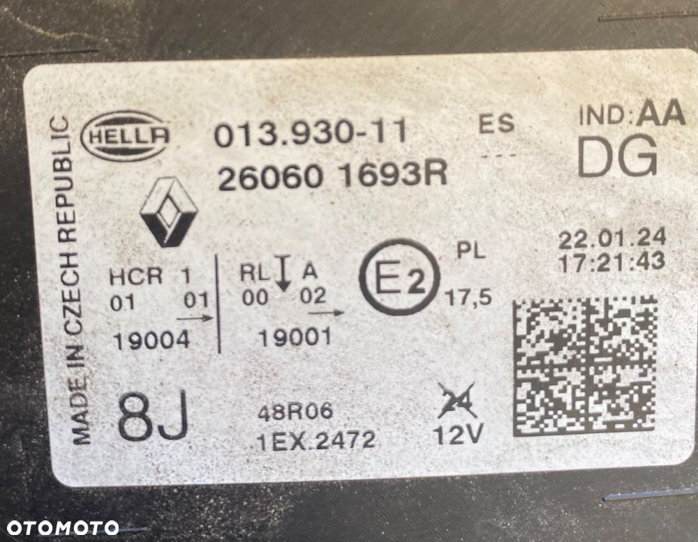 RENAULT CAPTUR 2 II LIFT FL 2024r Igła! Kompletna LAMPA PRZEDNIA LEWA REFLEKTOR LEWY PRZEDNI PRZÓD FULL LED  LEDOWY  EUROPA FULLLED 260601693R Wwa - 17