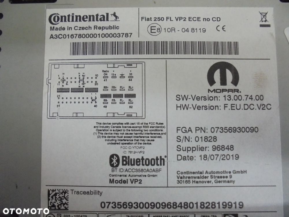 7356930090 RADIO FIAT DUCATO 2012- DOTYKOWE - 2