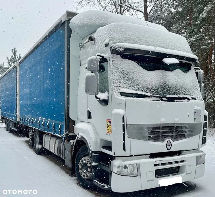 Renault PREMIUM 460DXI 6x2 JUMBO AUTOMAT OŚ PODNOSZONA KLIMA SPOJLERY 2xALUTANK OPONY:80% FIRANKA DŁ:7.40m + PRZYCZEPA TANDEM PANAV OSIE SAF FIRANKA DŁ:8.20m LODÓWKA XENONY EURO 5 EEV 2012r ZESTAW PRZESTRZENNY PRZEJAZDOWY NOWE TACHO!!! - 1