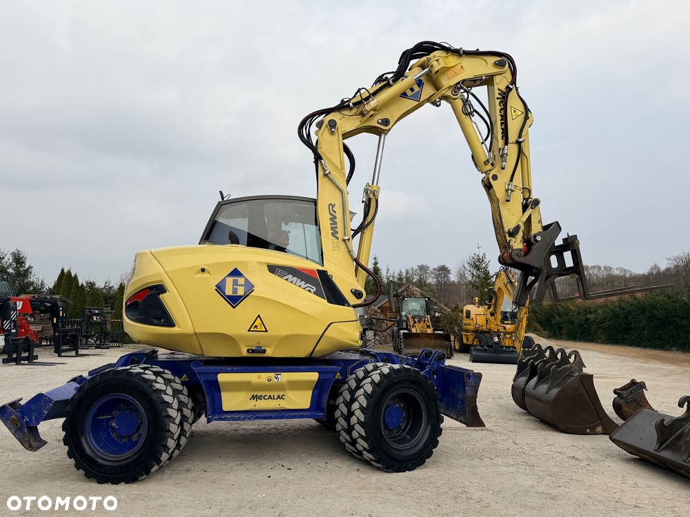 Mecalac Koparka 14 ton MECALAC 15 MWR koparko-ładowarka 3 łyżki widły 1 wł Centr.smarowanie Opony na BLIŹNIAKU 80%Camso ładowarka 714 12MTX 4x4 skrętne KLIMA kabina Premium silnik 146KM volvo EW140B DEUTZ szybka 35km/h - 36