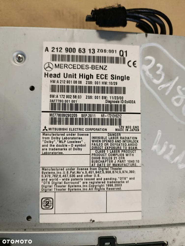 MERCEDES W212 RADIO RADIOODTWARZACZ A2129006313 - 3