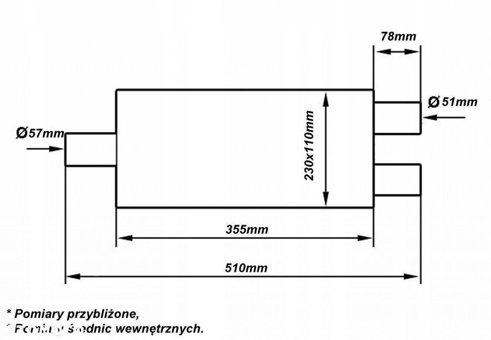 Tłumik Środkowy 57-51mm TurboWorks LT 304SS - 5
