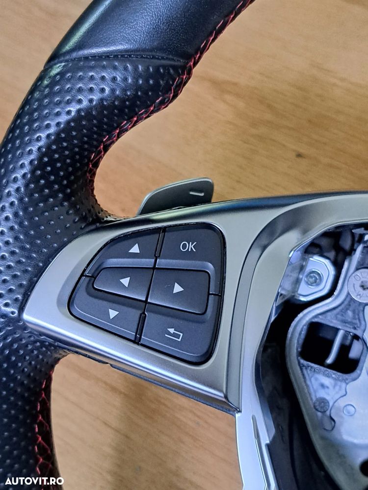 Volan cu padele sport cusatura rosie original Mercedes B-class W246 A-class W176 GLA W156 CLA W117 CLS W218 SLC W172 SLK R172 - 7