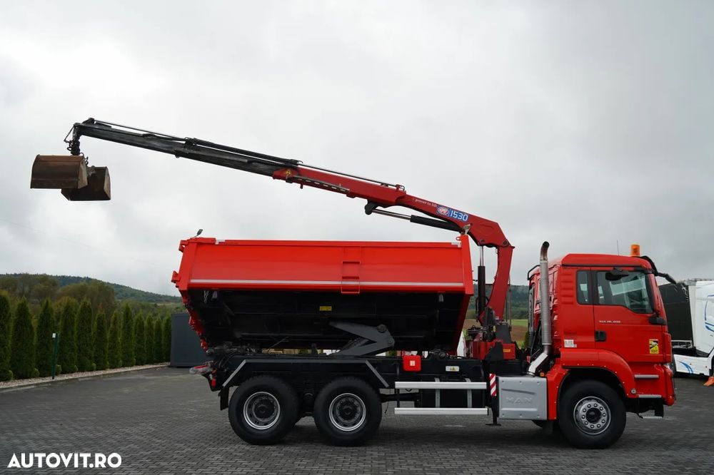 MAN TGS 26.400 / 6x4 / BASCULĂ DUBLĂ + HDS HMF 1530 K2 / HIDRODOXIE LATERALĂ / GRAPPER / TELECOMANDĂ / NAVIGAȚIE / - 9