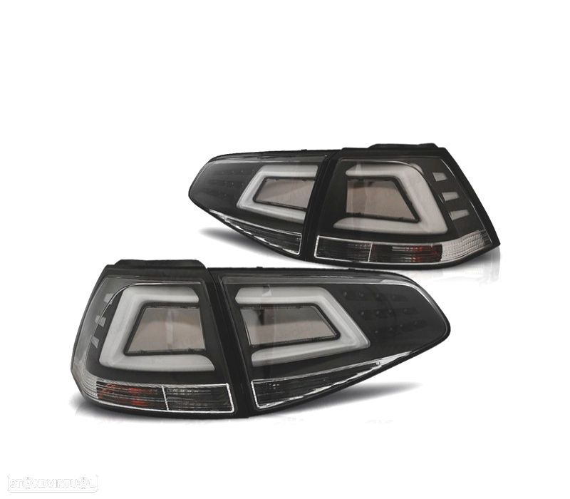 FAROLINS TRASEIROS PARA VOLKSWAGEN VW GOLF 7 12-17 LIGHTBAR FUNDO PRETO - 1