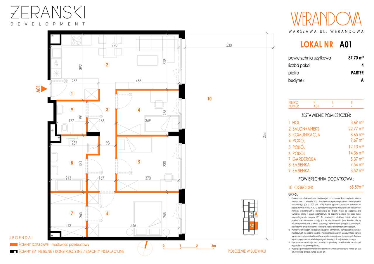 Przestronne mieszkanie 87,7 m² z dużym ogrodem 65,59 m² | 3 sypialnie