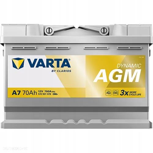 Akumulator Varta AGM 570901076 70Ah 760A P+ 12V - 2