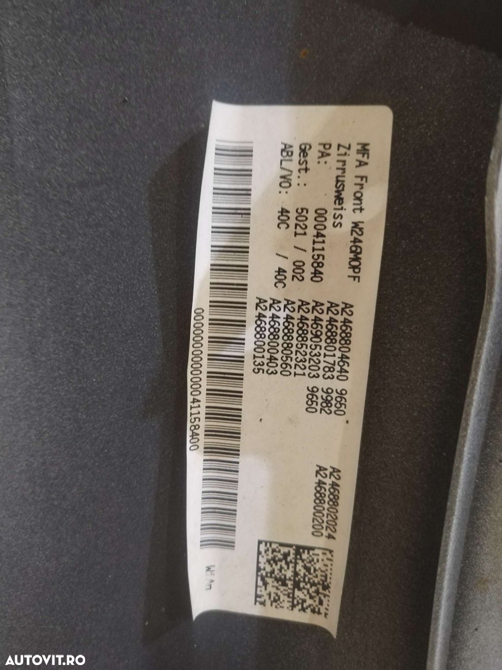 Bara fata Mercedes B-Class, 2015, 2016, 2017, 2018, cod origine OE A2468854325. - 8