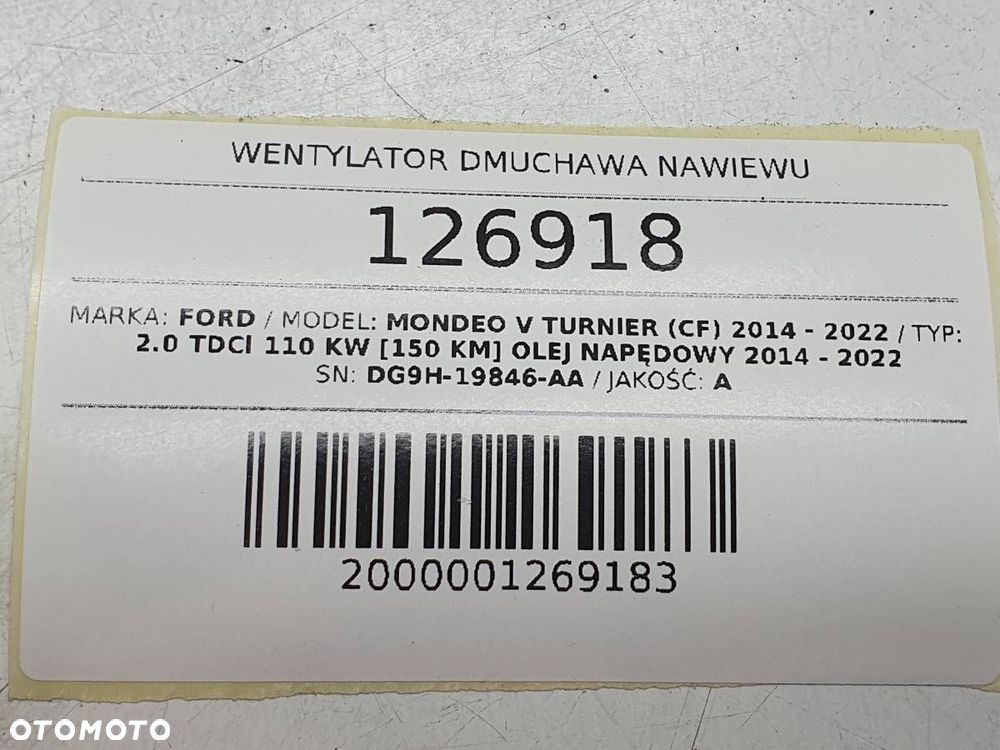 WENTYLATOR DMUCHAWA NAWIEWU DG9H-19846-AA MONDEO MK5 V 2017 EU - 6