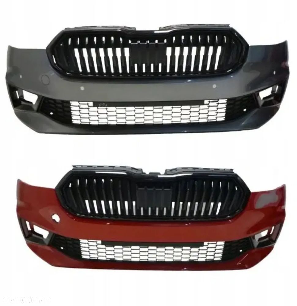 SKODA FABIA IV 4 ZDERZAK PRZÓD  PRZEDNI 4xPDC GRILL ATRAPA CHŁODNICY POD RADAR ORYGINAŁ - 1