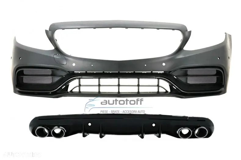 Bara Fata cu Difuzor si ornamente evacuare compatibil cu Mercedes C-Class W205 S205 (2014-2020) C63 Design - 1
