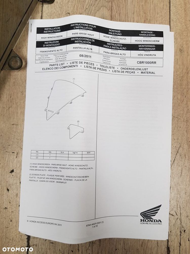 Szyba owiewka Honda CBR 1000RR Fireblade  08R70-MGP-D00 - 8