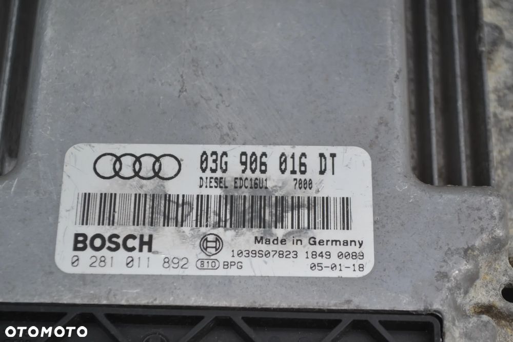 VW AUDI SEAT SKODA 2,0 TDI KOMPUTER STEROWNIK SILNIKA 03G906016DT 0281011892 - 2